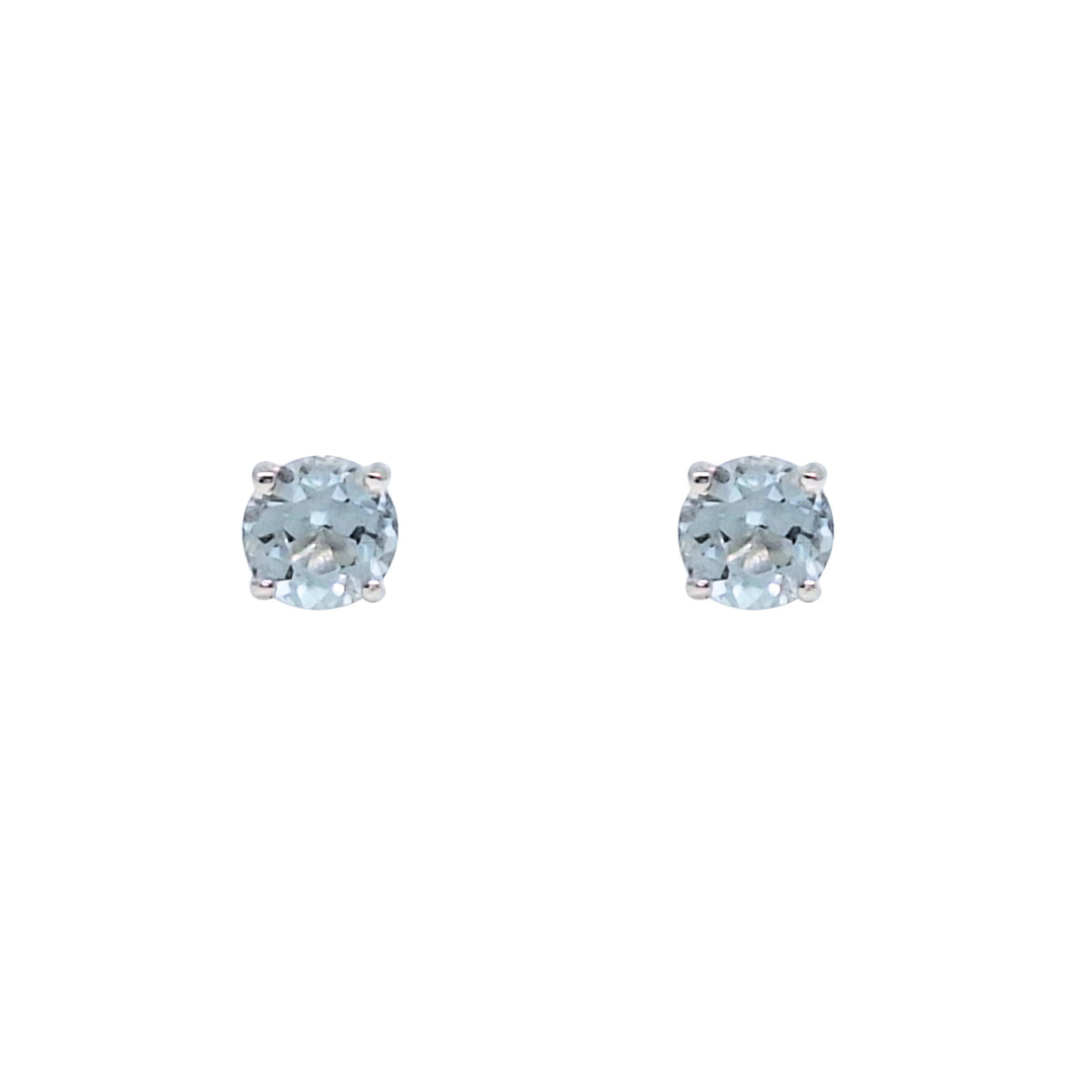 9ct White Gold Aquamarine Stud Earrings