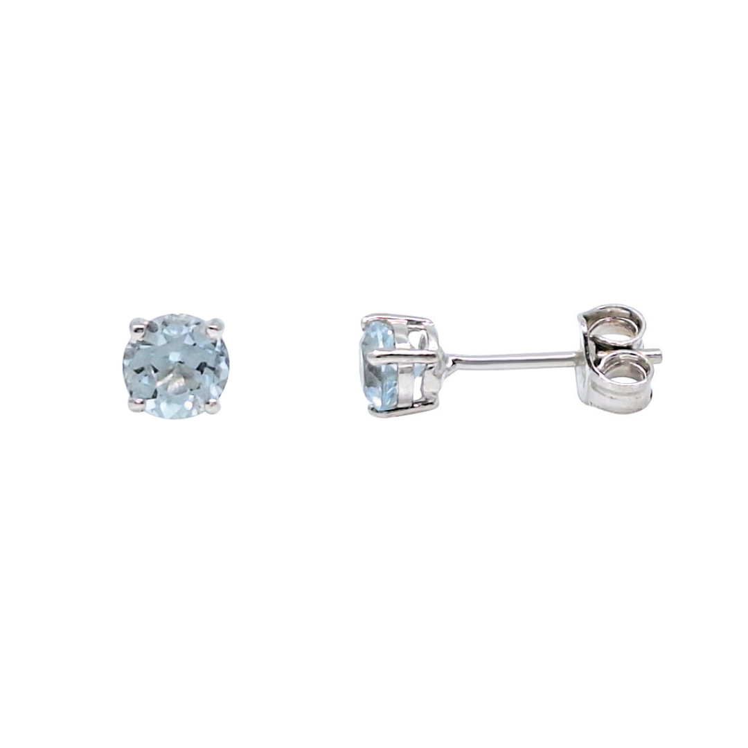 9ct White Gold Aquamarine Stud Earrings