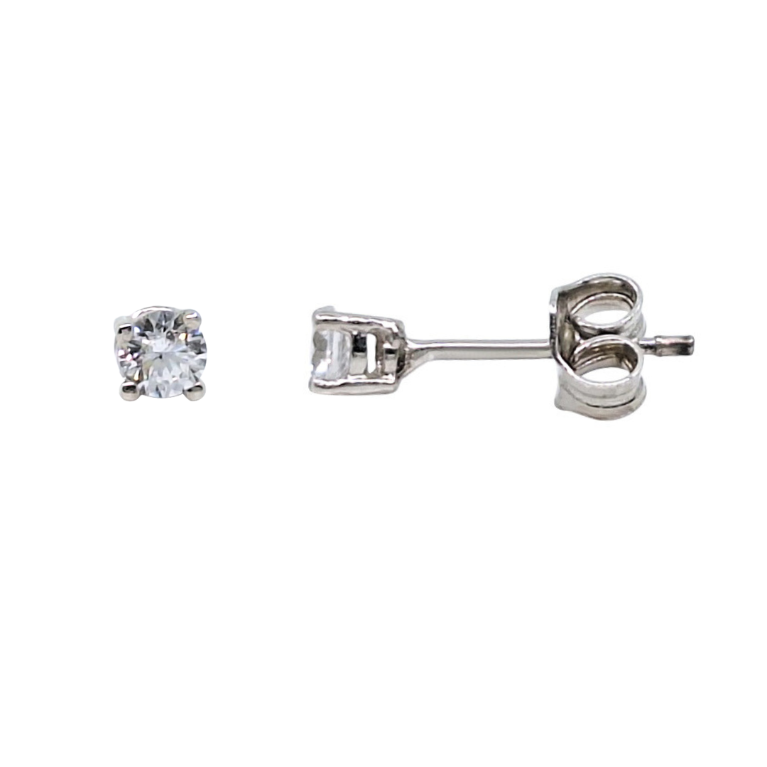 9ct White Gold CZ Stud Earrings