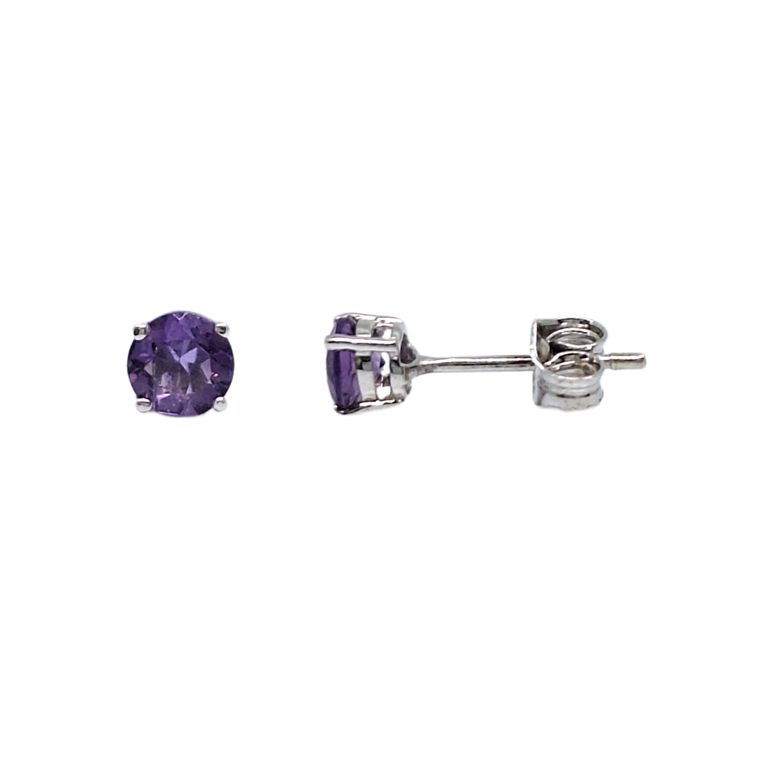 9ct White Gold Amethyst Stud Earrings