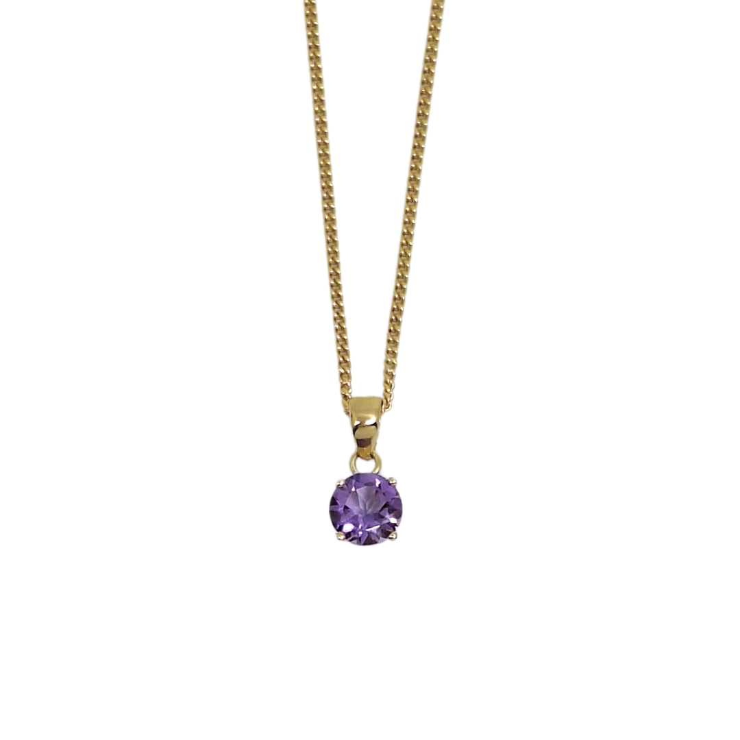 9ct Yellow Gold Amethyst Pendant