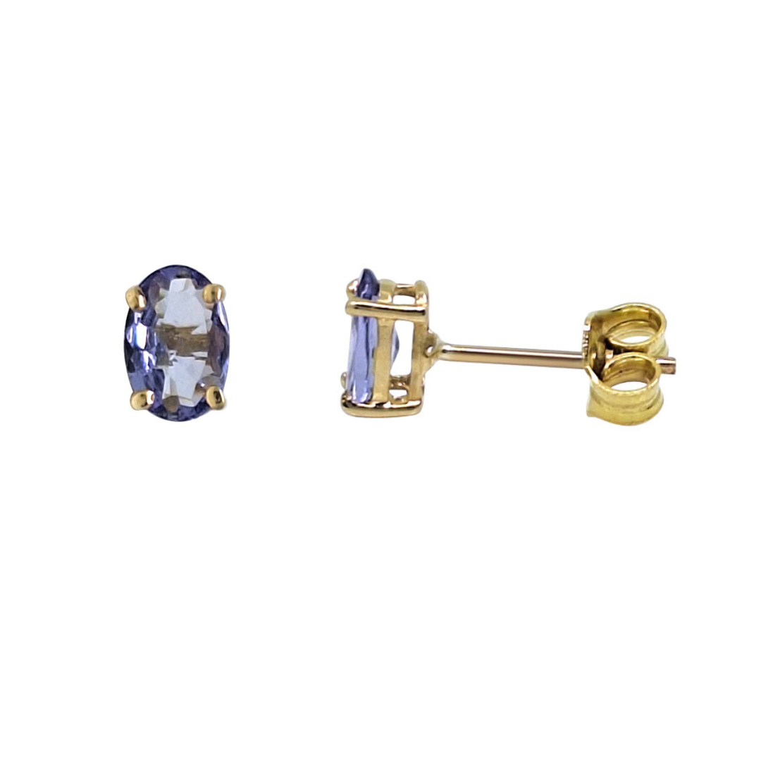 9ct Yellow Gold Tanzanite Earrings