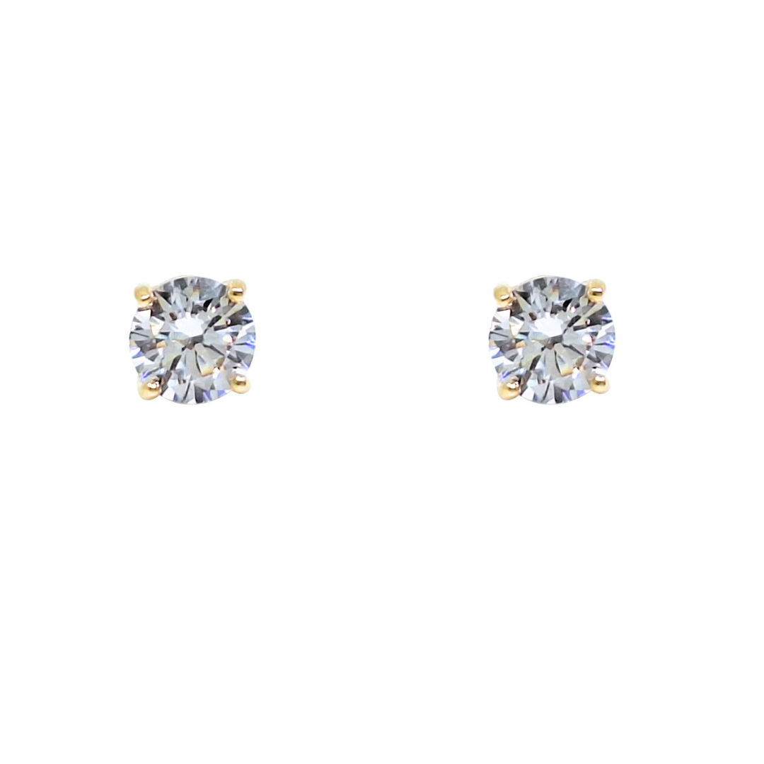 9ct Yellow Gold CZ Stud Earrings
