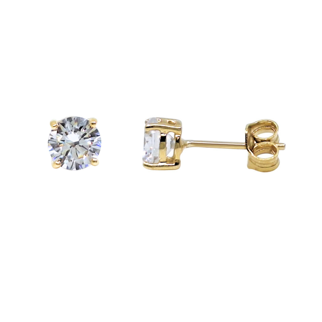 9ct Yellow Gold CZ Stud Earrings
