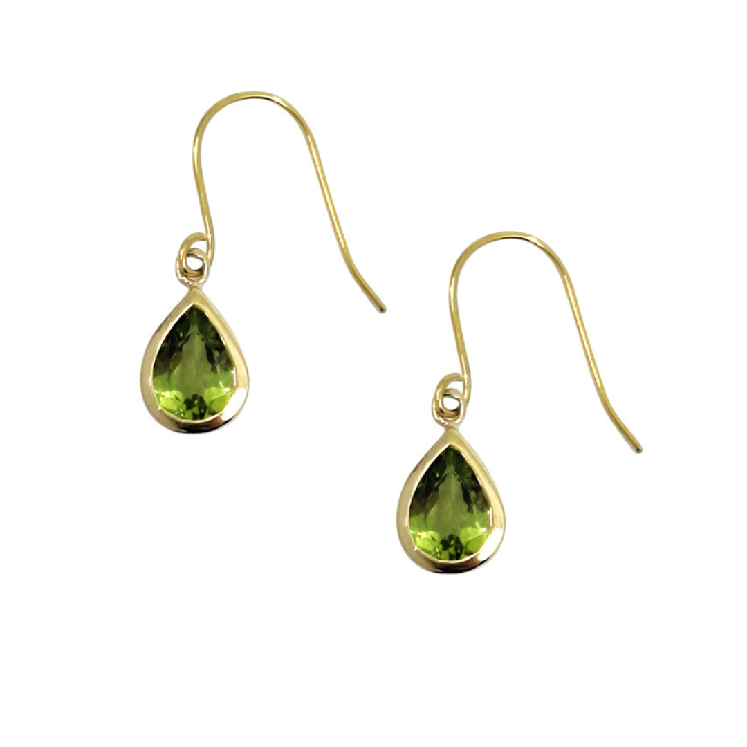 9ct Yellow Gold & Peridot Drop Earrings
