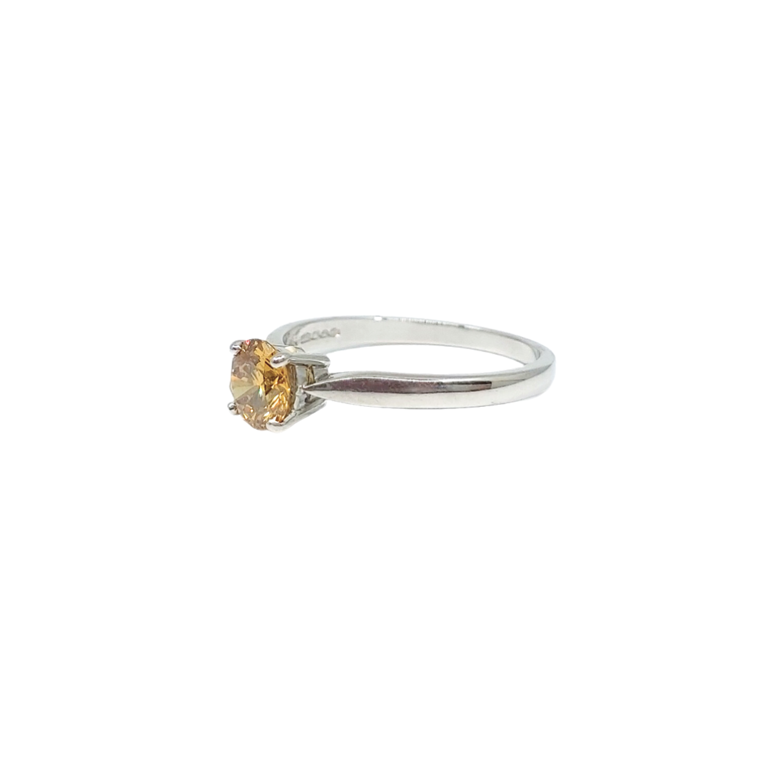 Platinum & Yellow Diamond Solitaire Ring