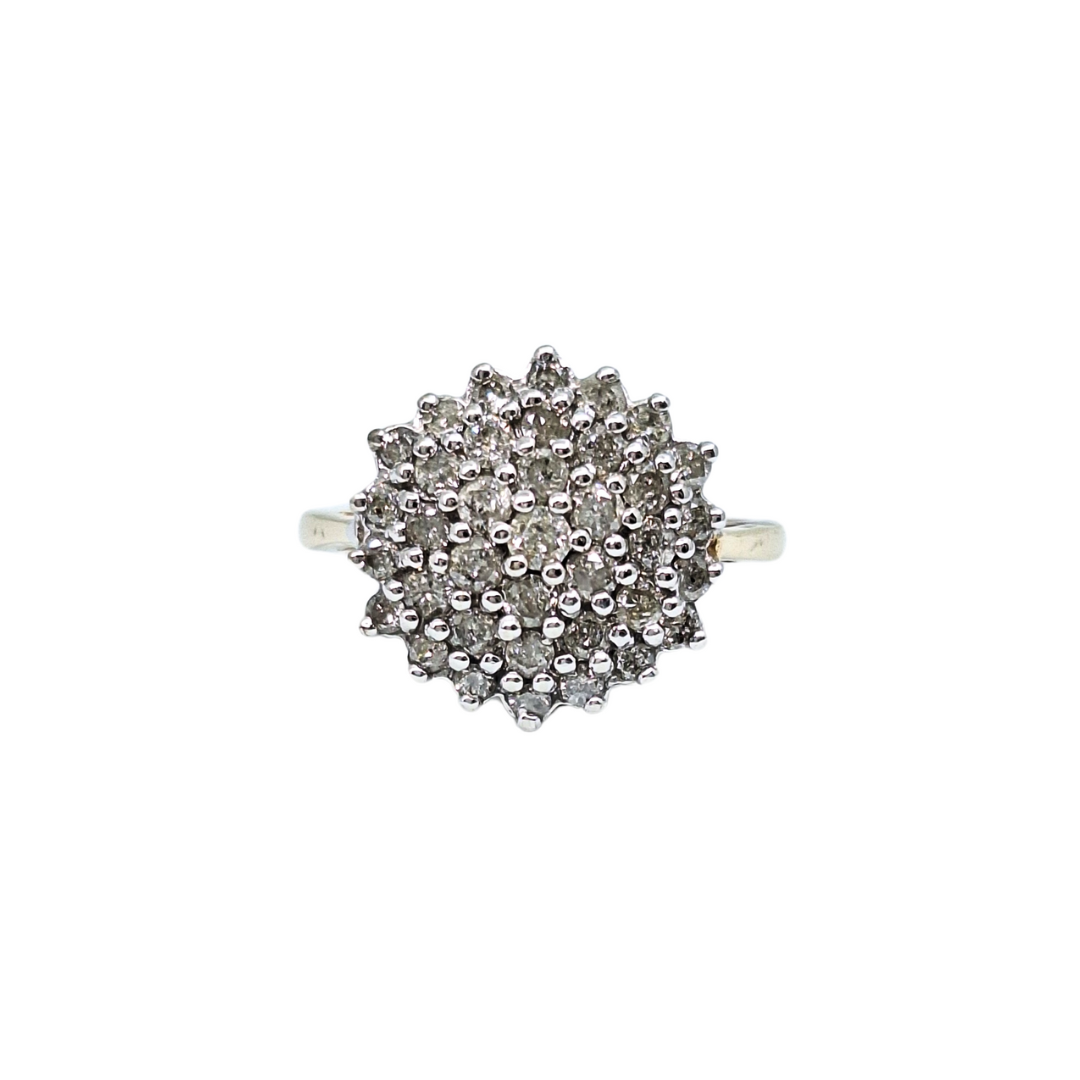 9ct Yellow Gold Diamond Cluster Ring