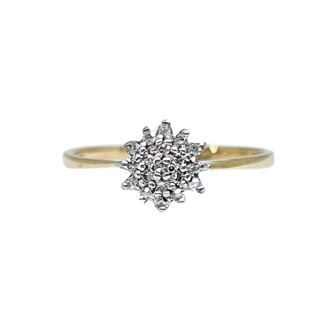 9ct Yellow Gold Diamond Cluster Ring