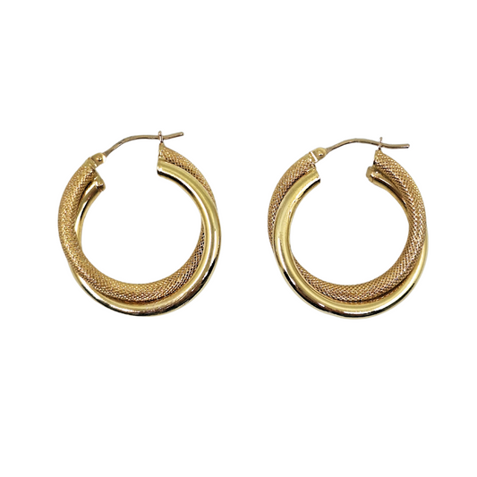 18ct Gold Double Twist Hoop Creole Earrings