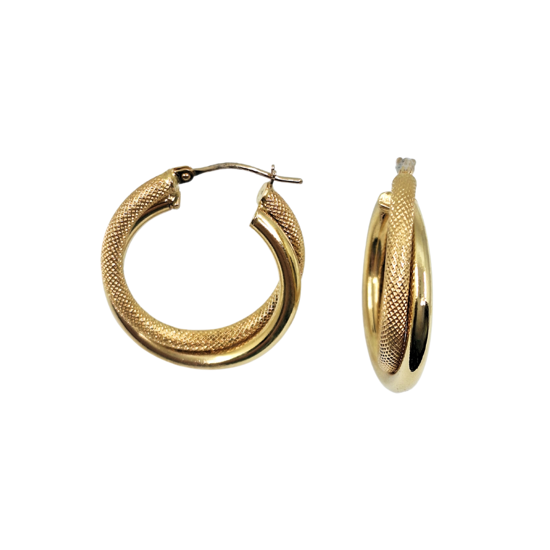 18ct Gold Double Twist Hoop Creole Earrings