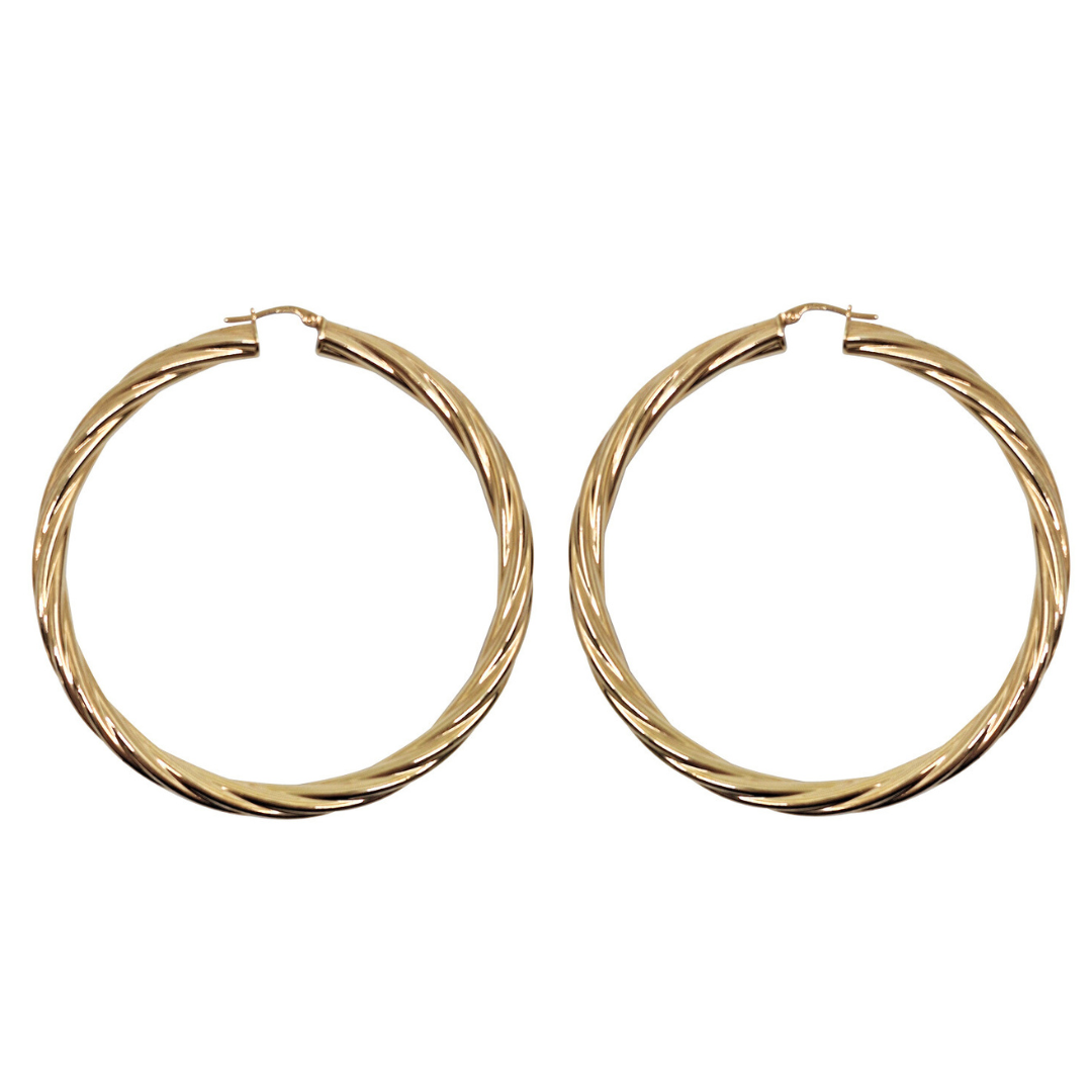9ct Yellow Gold Twist Hoop Earrings
