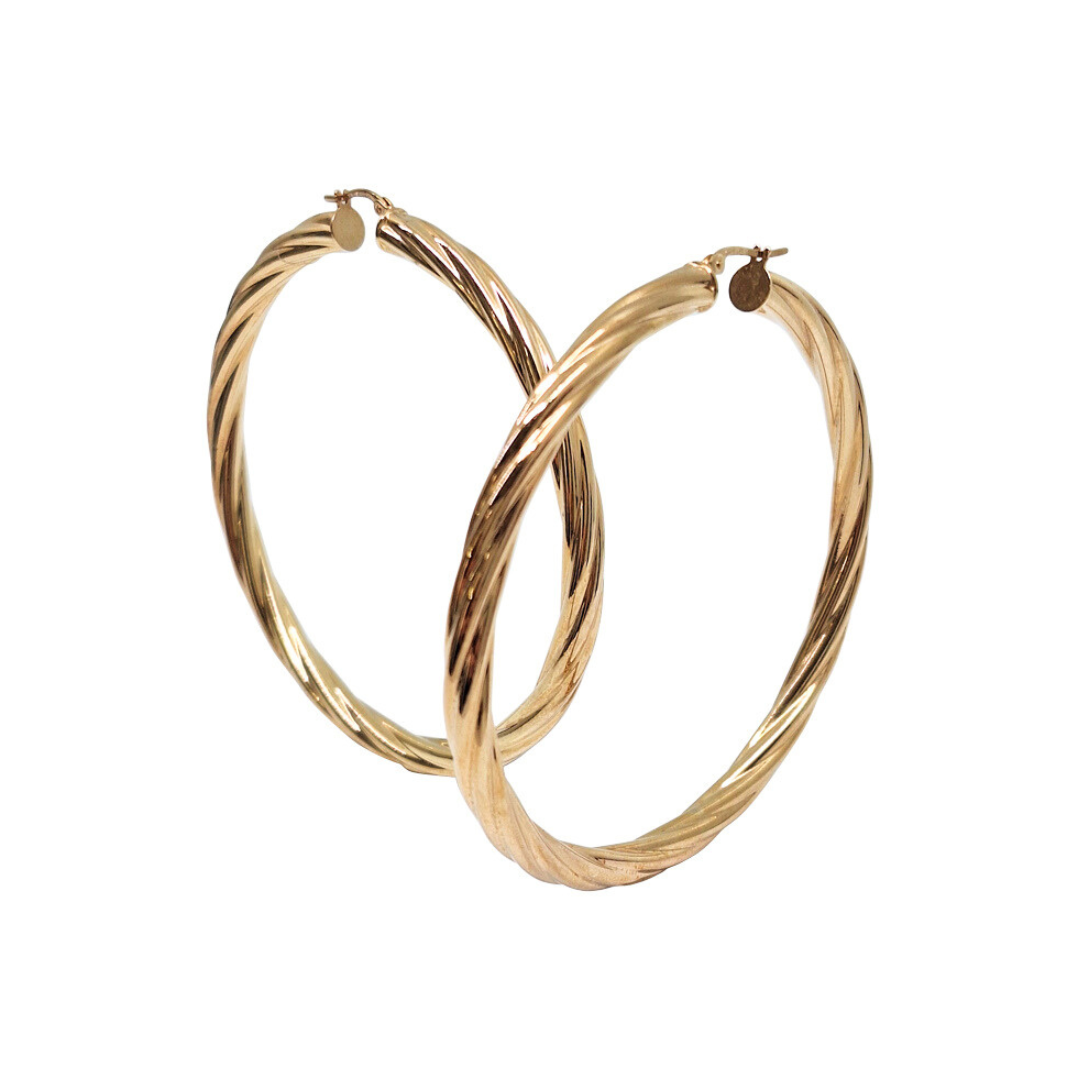 9ct Yellow Gold Twist Hoop Earrings