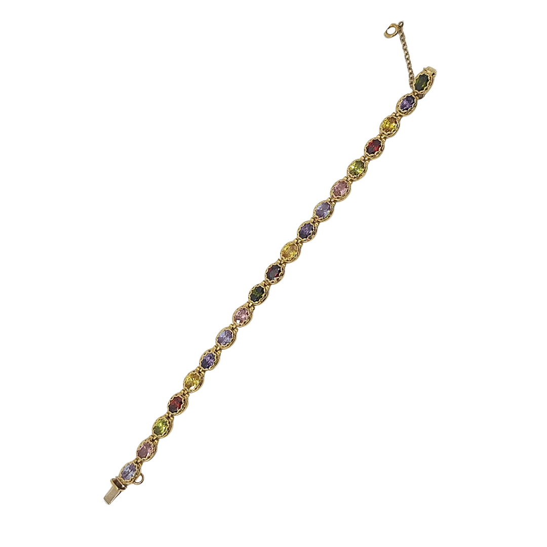 14ct Yellow Gold Multi-Gemstone Bracelet 7"