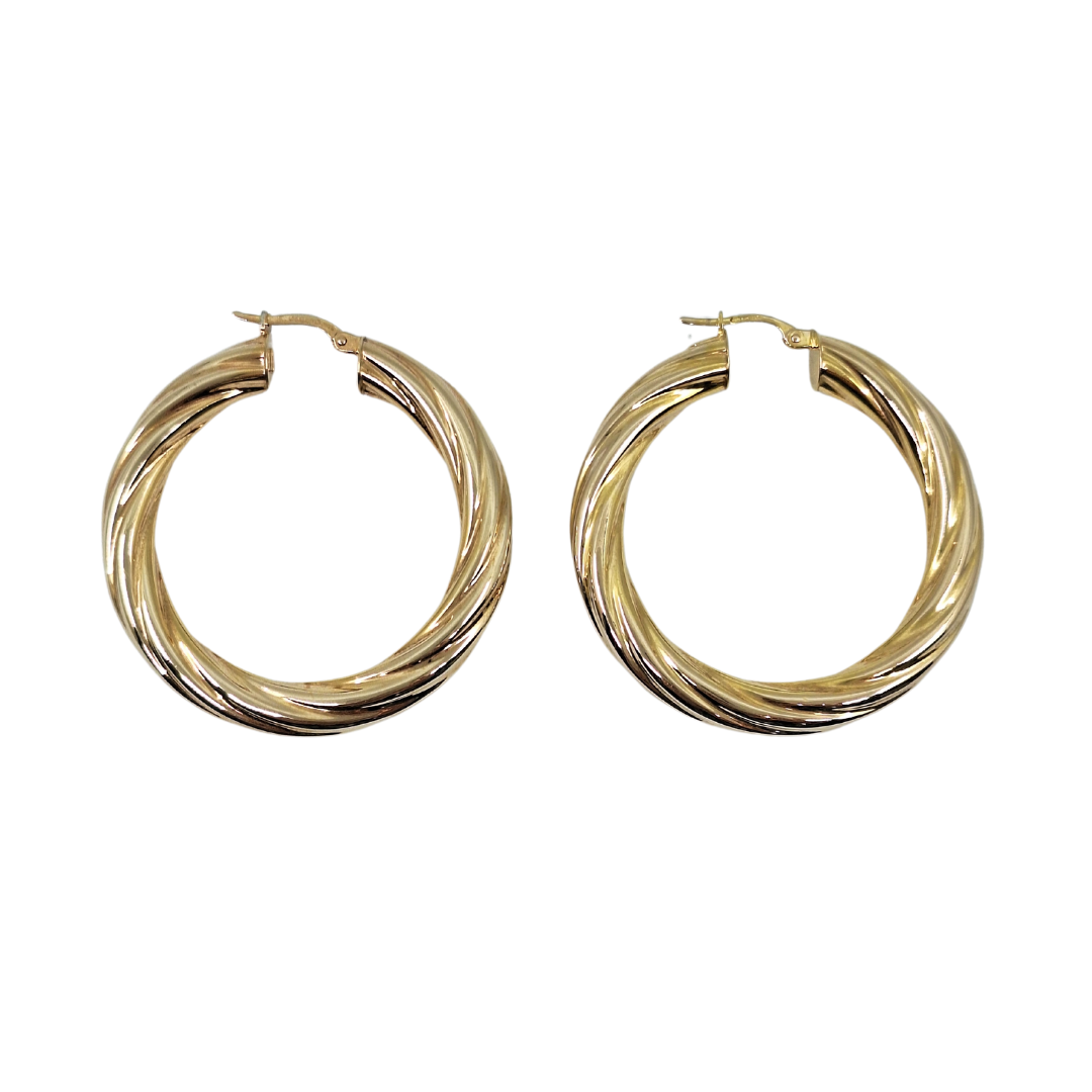 9ct Gold Twist Creole Hoop Earrings – blackwellonline