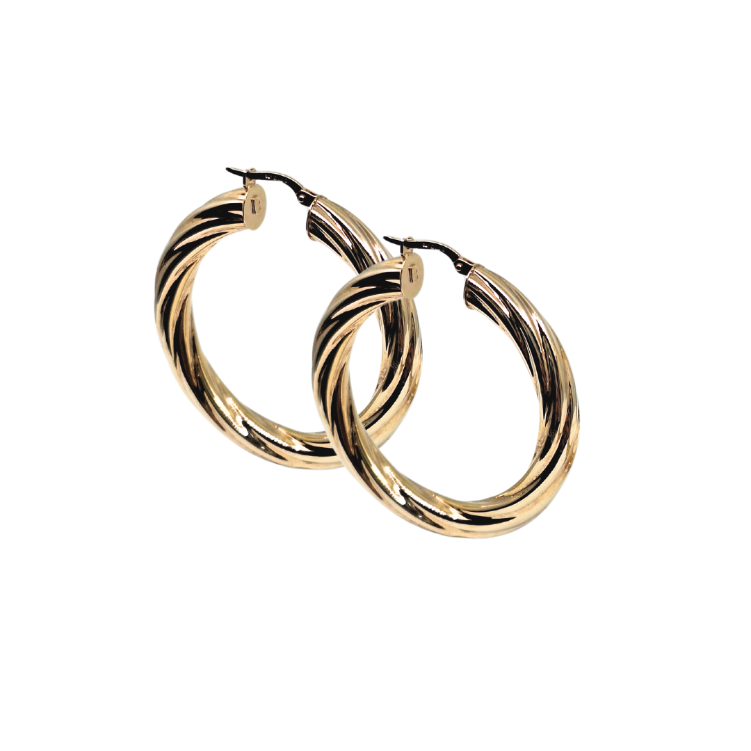 9ct Gold Twist Creole Hoop Earrings