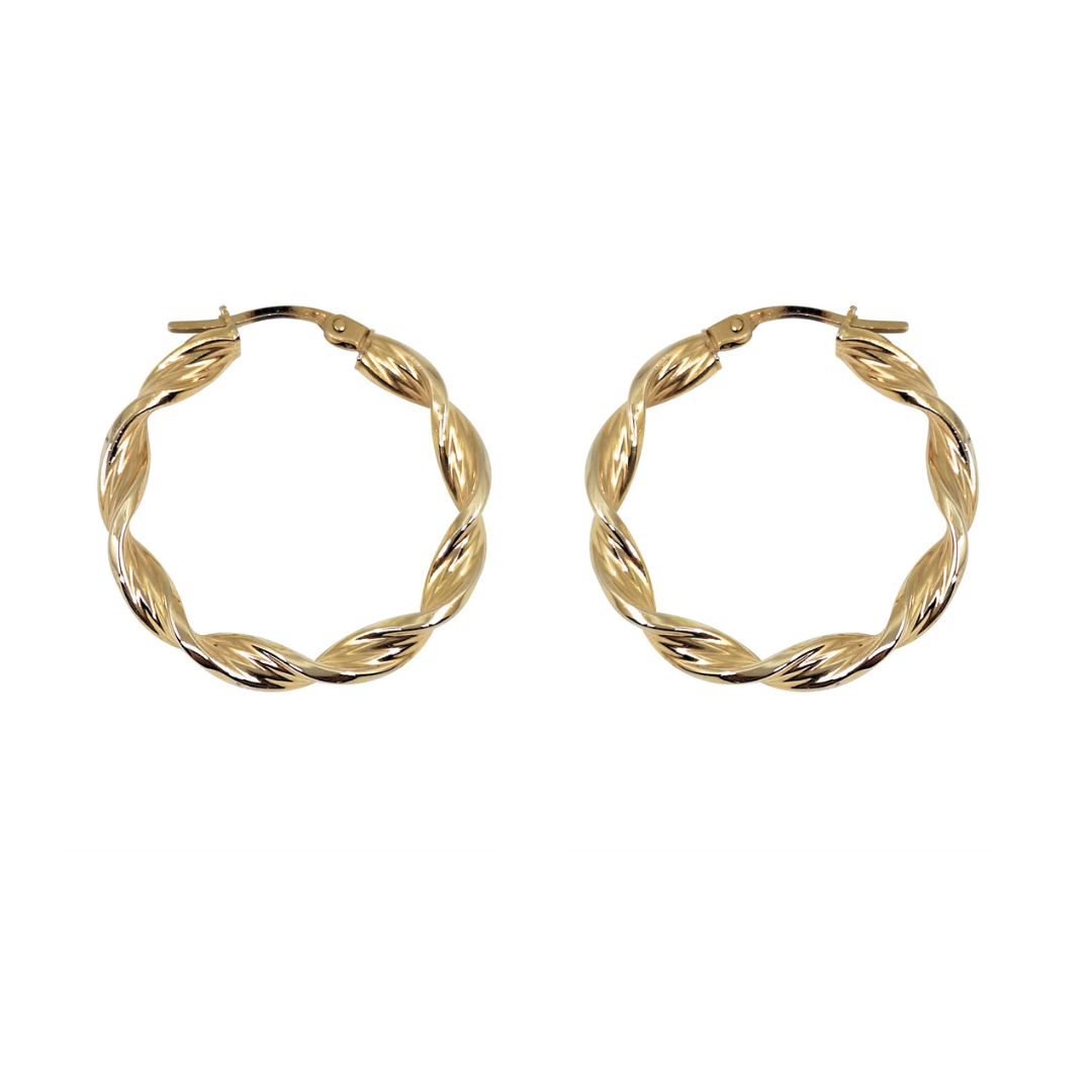 9ct Yellow Gold Twist Creole Earrings