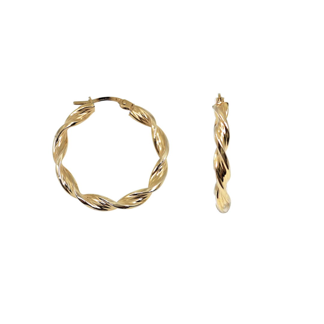 9ct Yellow Gold Twist Creole Earrings