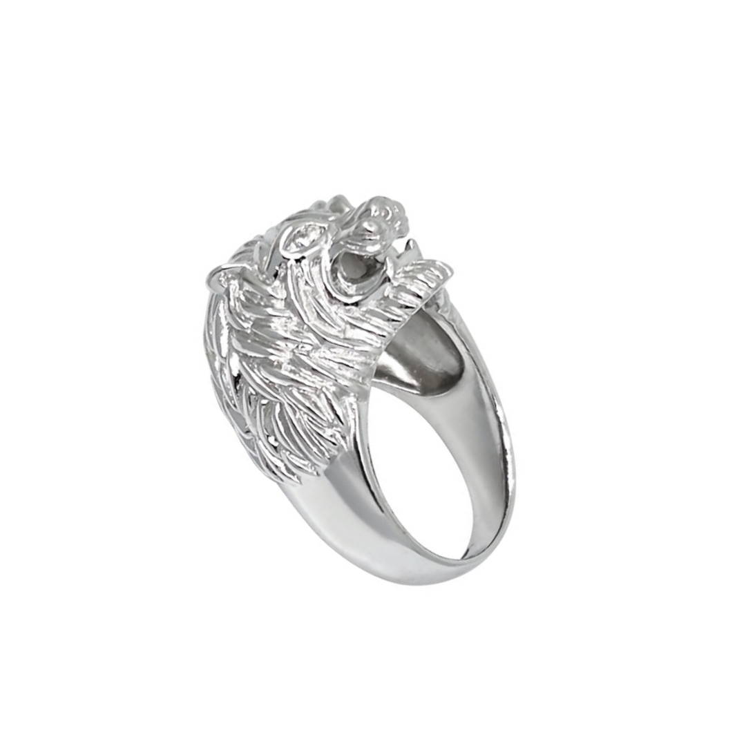 Silver Lion Head Ring