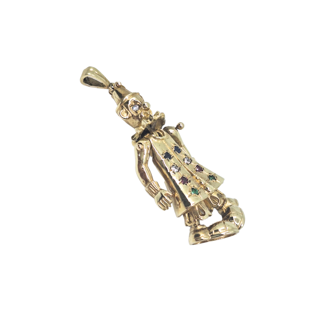 9ct Gold & CZ Clown Pendant
