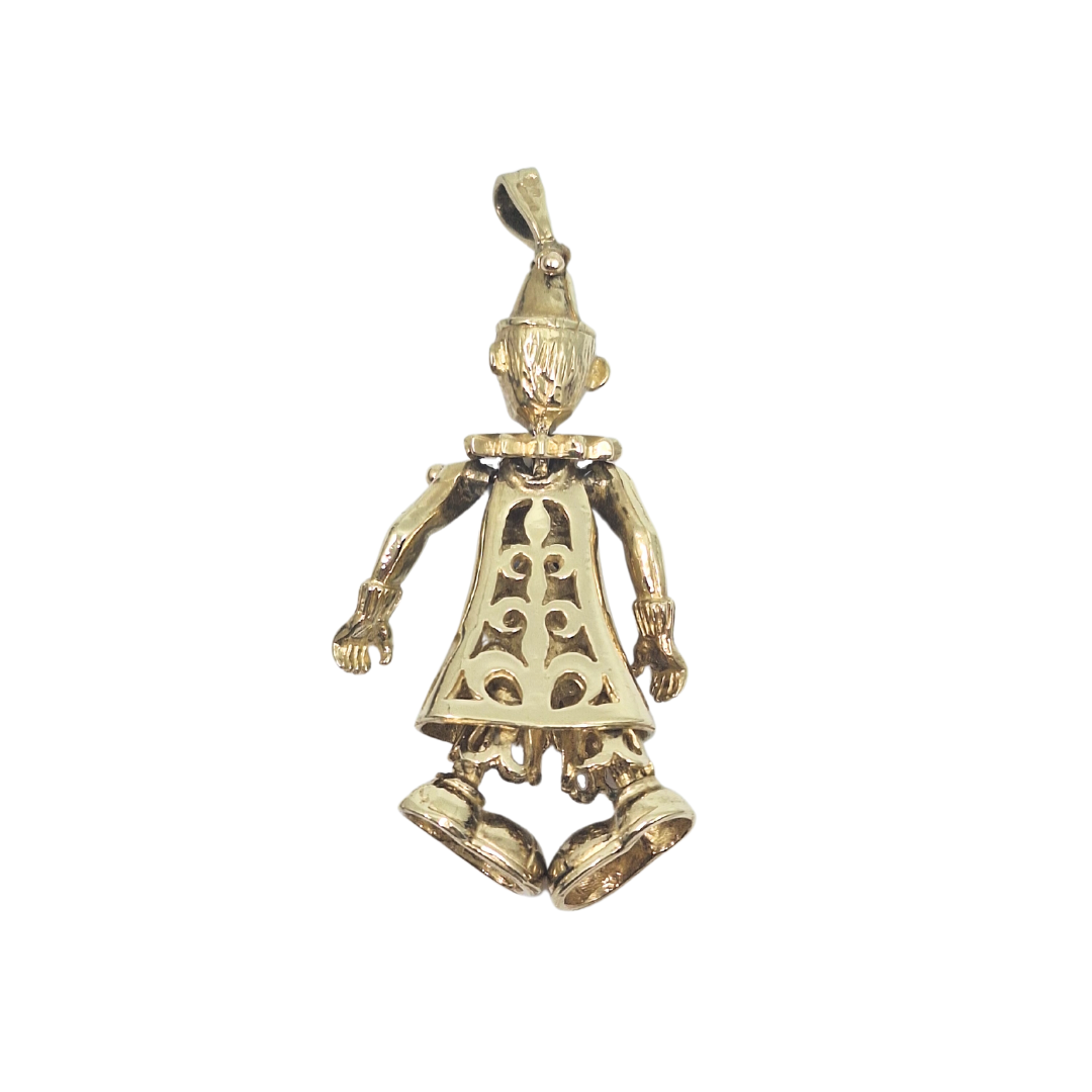 9ct Gold & CZ Clown Pendant