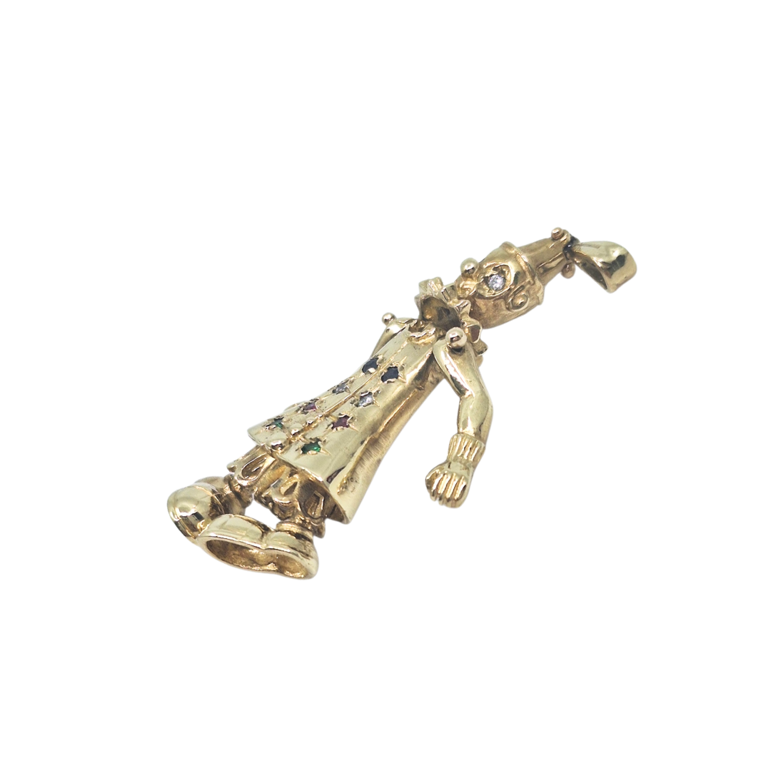 9ct Gold & CZ Clown Pendant