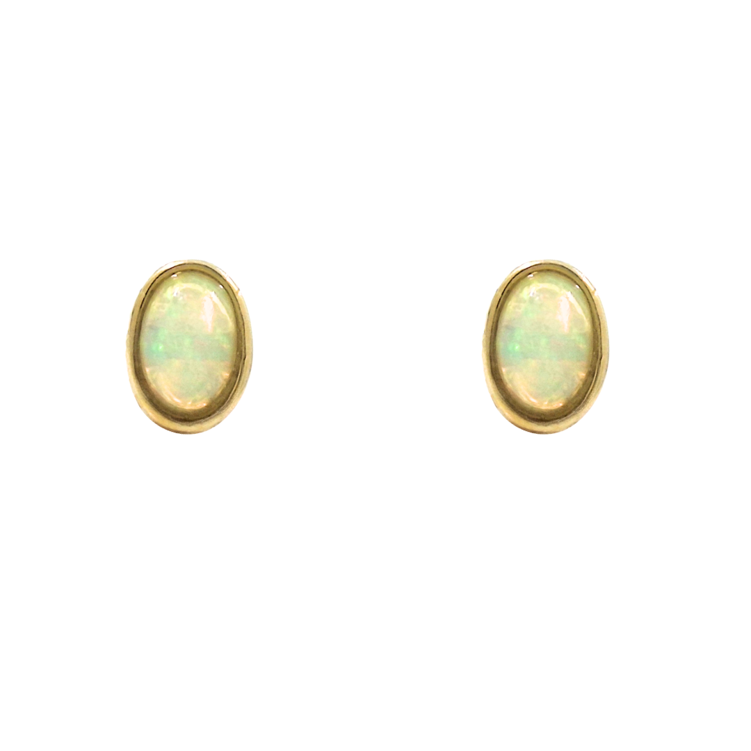 9ct Yellow Gold & Opal Stud Earrings