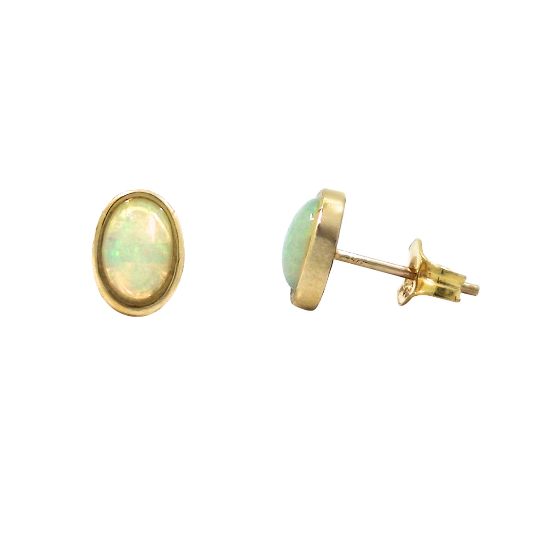 9ct Yellow Gold & Opal Stud Earrings