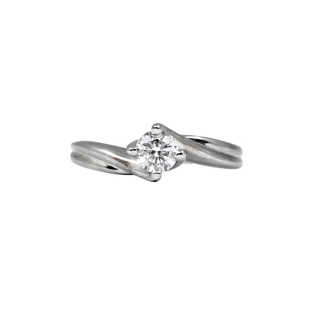 18ct White Gold Diamond Twist Solitaire Ring