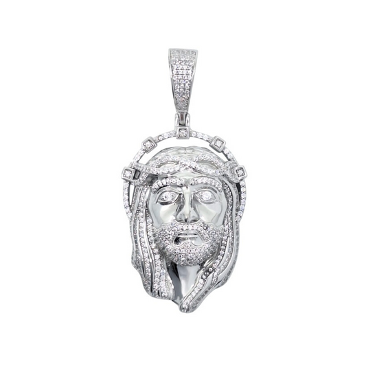 Silver & CZ Jesus Pendant