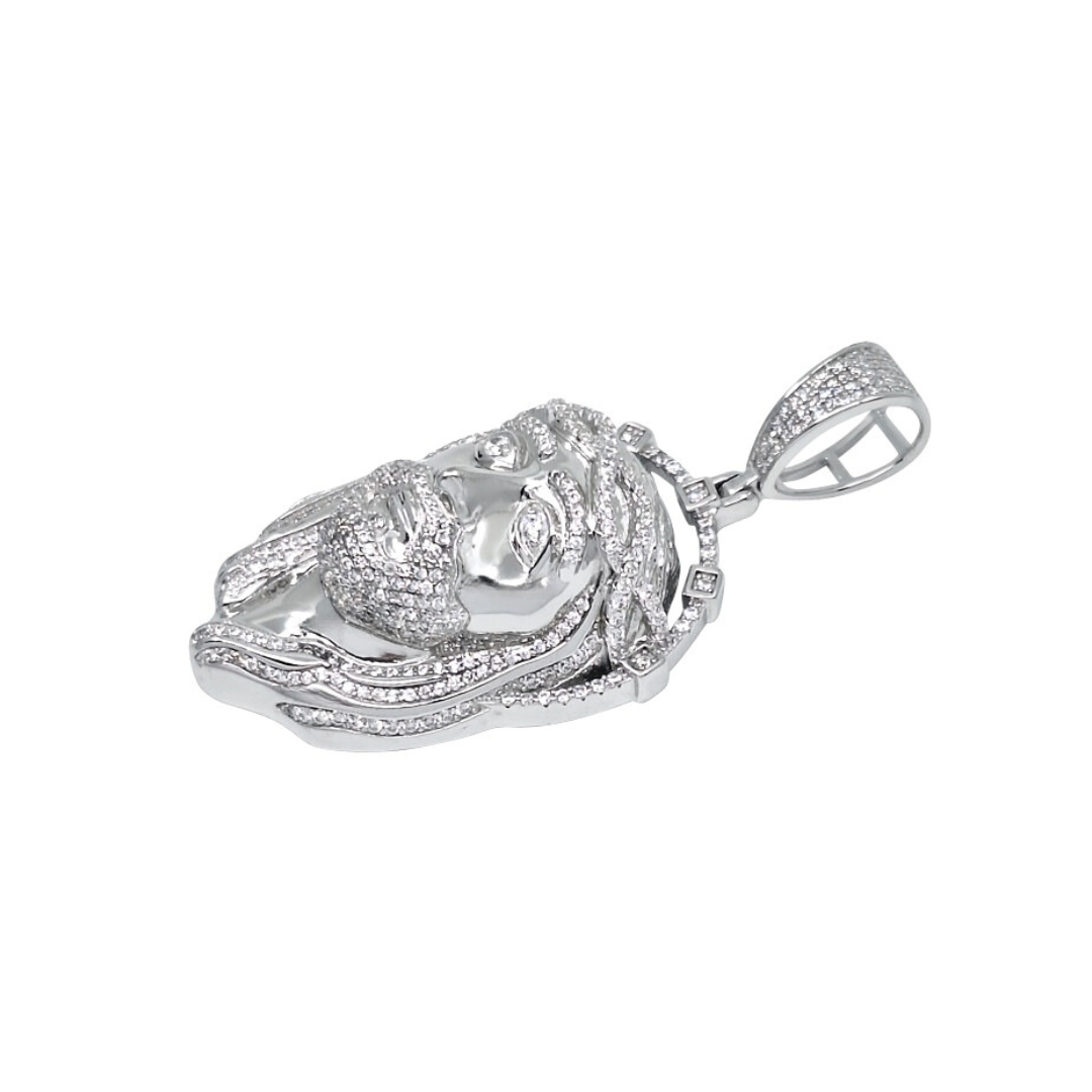 Silver & CZ Jesus Pendant