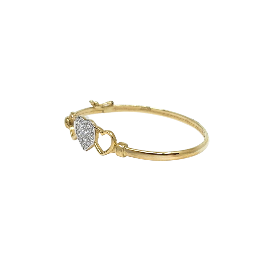 9ct Yellow Gold Baby Heart CZ Bangle