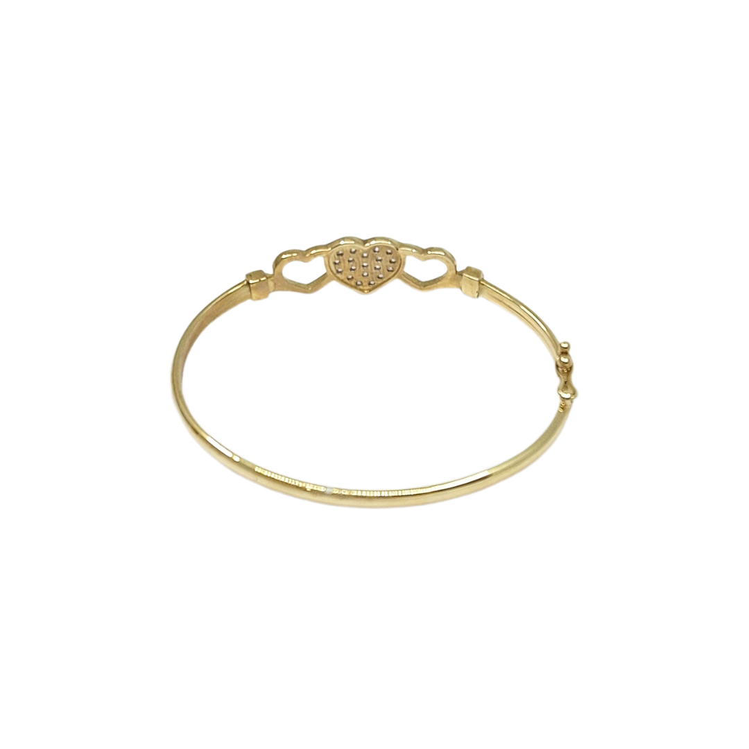 9ct Yellow Gold Baby Heart CZ Bangle