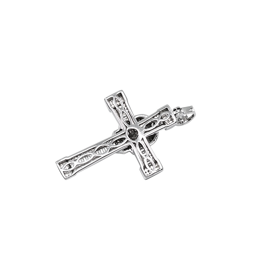 Silver Skull CZ Cross Pendant