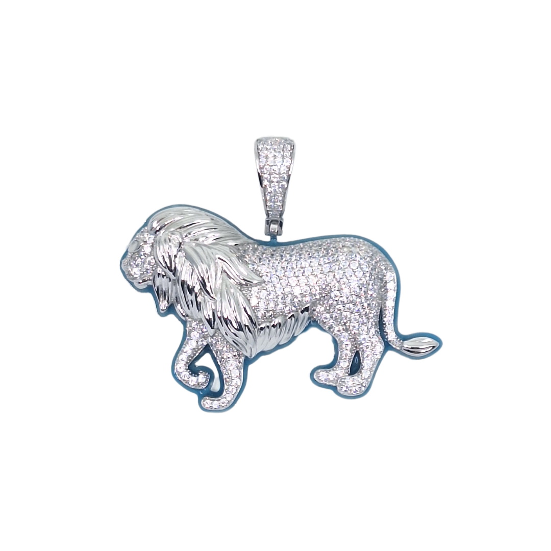 Silver CZ & Enamel Lion Pendant
