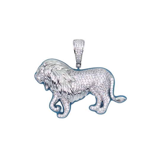 Silver CZ & Enamel Lion Pendant
