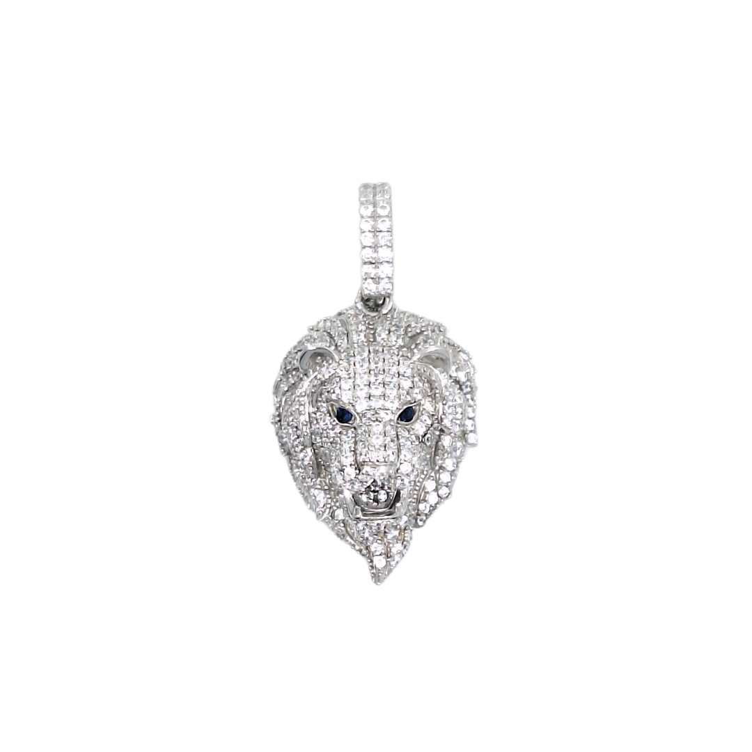 Silver & CZ Lion Head Pendant