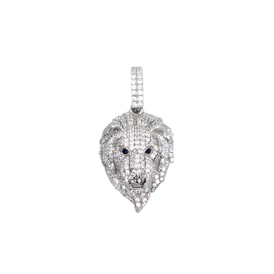 Silver & CZ Lion Head Pendant