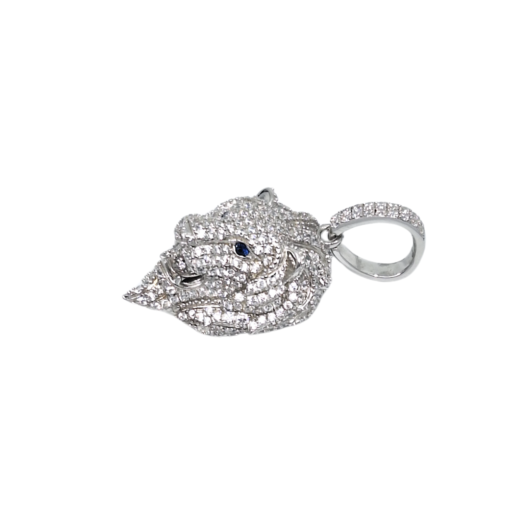 Silver & CZ Lion Head Pendant