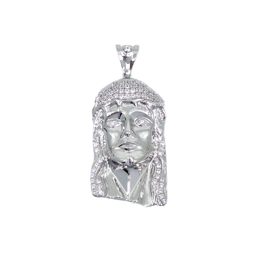 Silver & CZ Jesus Pendant