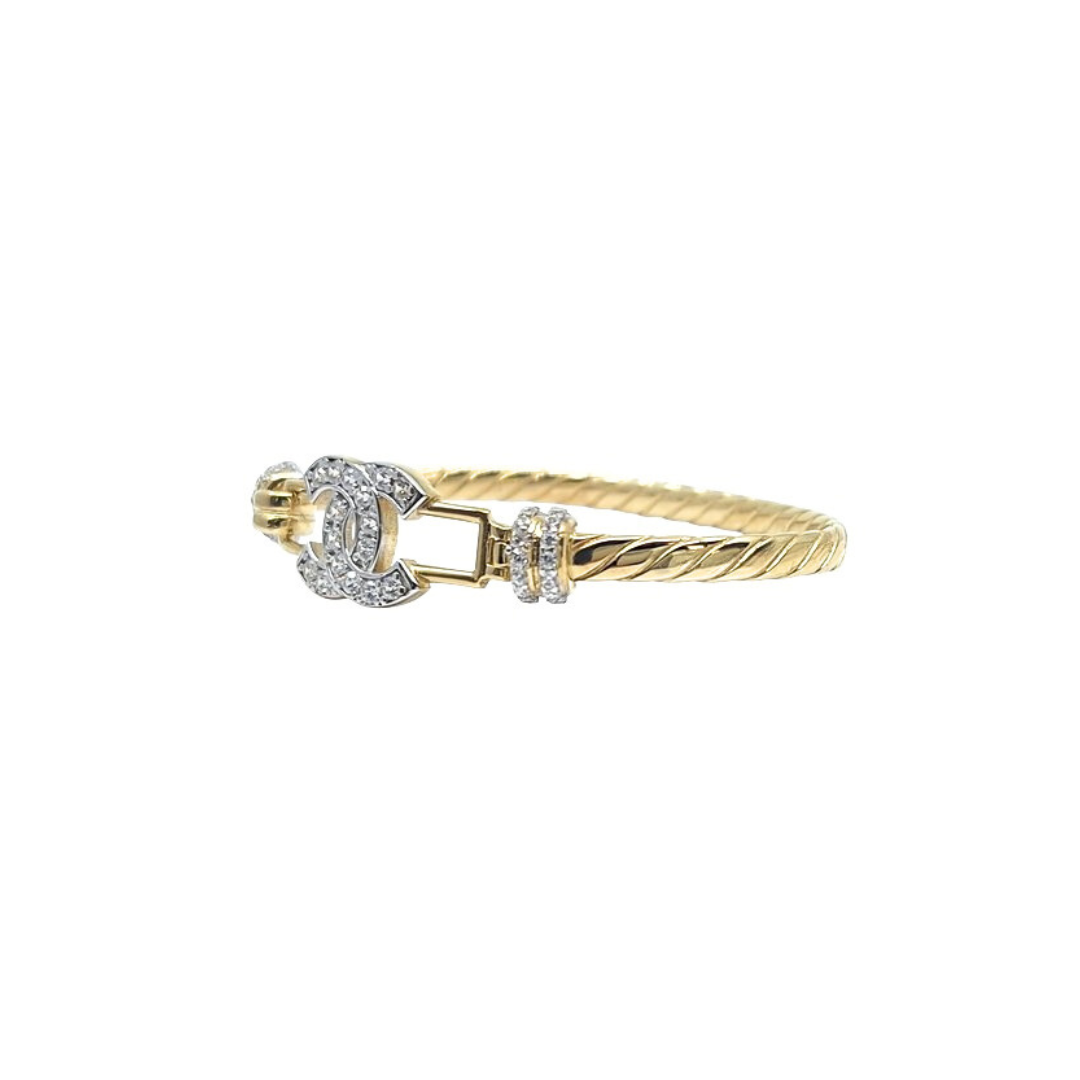9ct Yellow Gold Baby CZ Hook Bangle