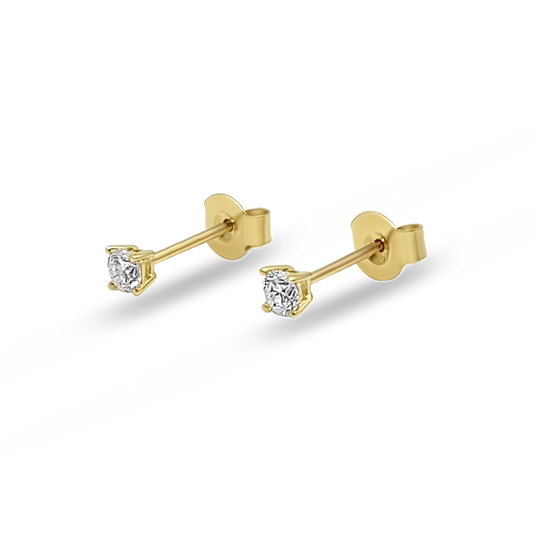 Yellow Gold & Ethical Diamond Solitaire Earrings 0.25ct