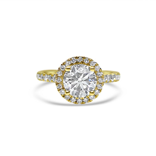 Yellow Gold & Ethical Diamond Halo Ring 2.00ct