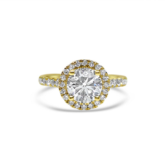 Yellow Gold & Ethical Diamond Halo Ring 3.00ct