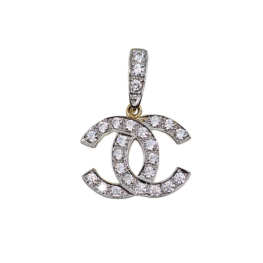 9ct Yellow Gold Cubic Zirconia Chanel Inspired Pendant