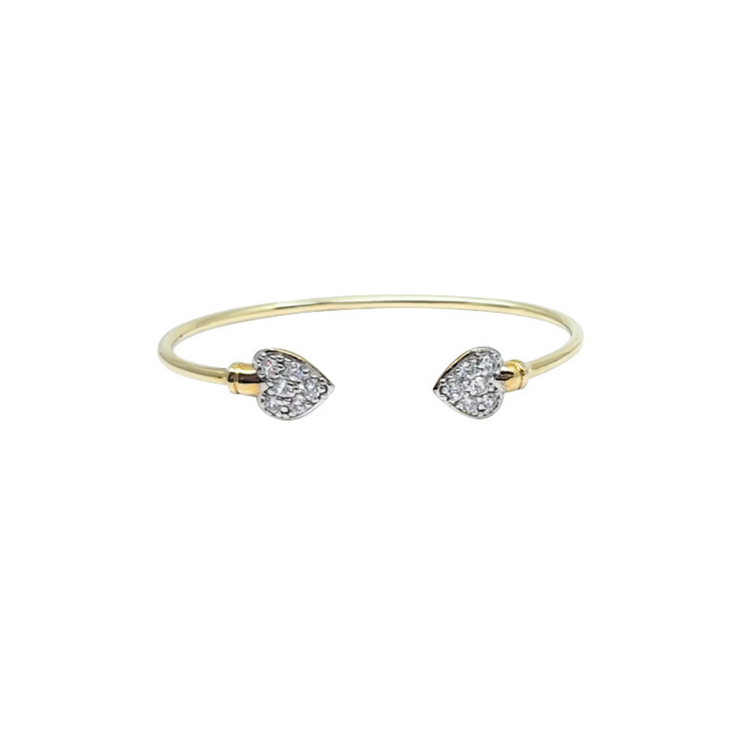 9ct Yellow Gold Baby CZ Heart Torque Bangle