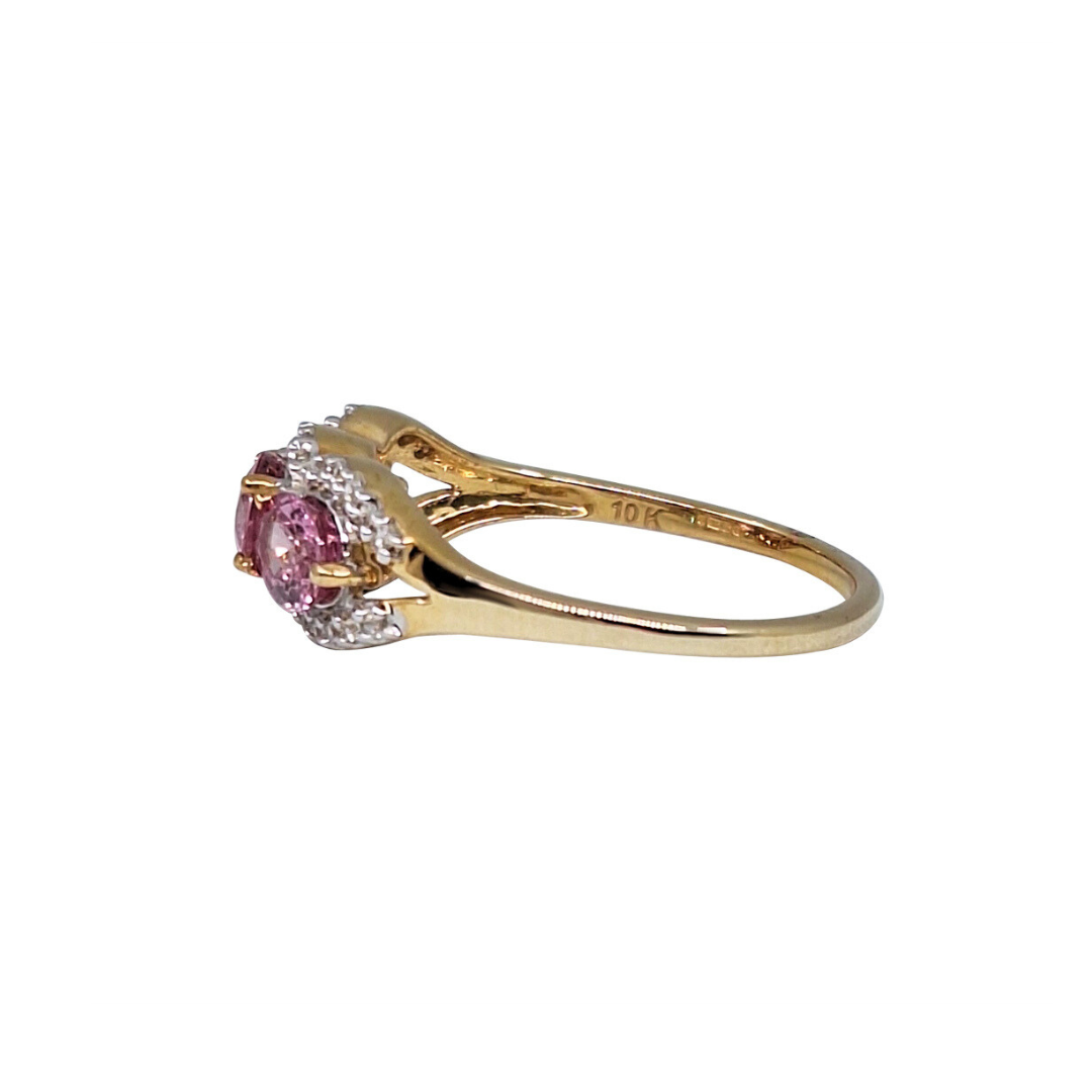 9ct Yellow Gold Pink Sapphire & Zircon Ring