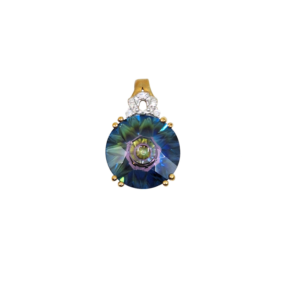 9ct Yellow Gold Mystic Topaz & Diamond pendant