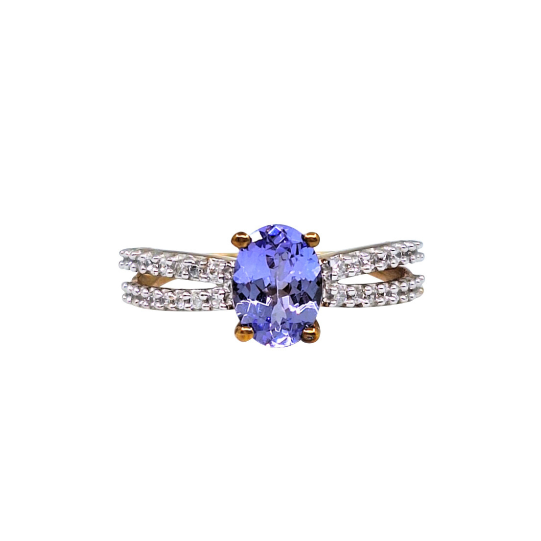 9ct Yellow Gold Tanzanite & Zircon Ring
