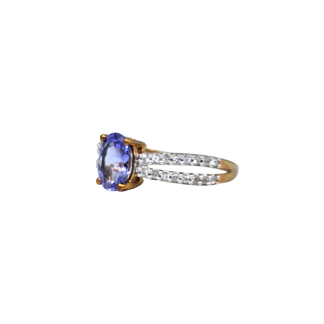 9ct Yellow Gold Tanzanite & Zircon Ring