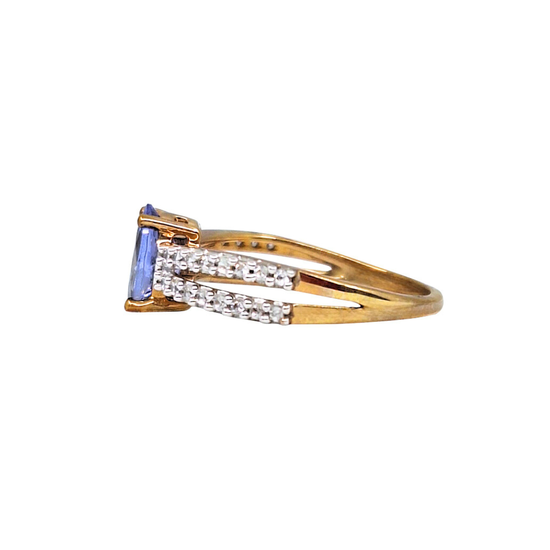 9ct Yellow Gold Tanzanite & Zircon Ring
